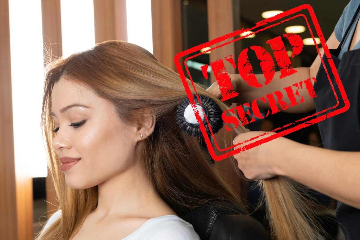 Parrucchiere che fa capelli e scritta top secret